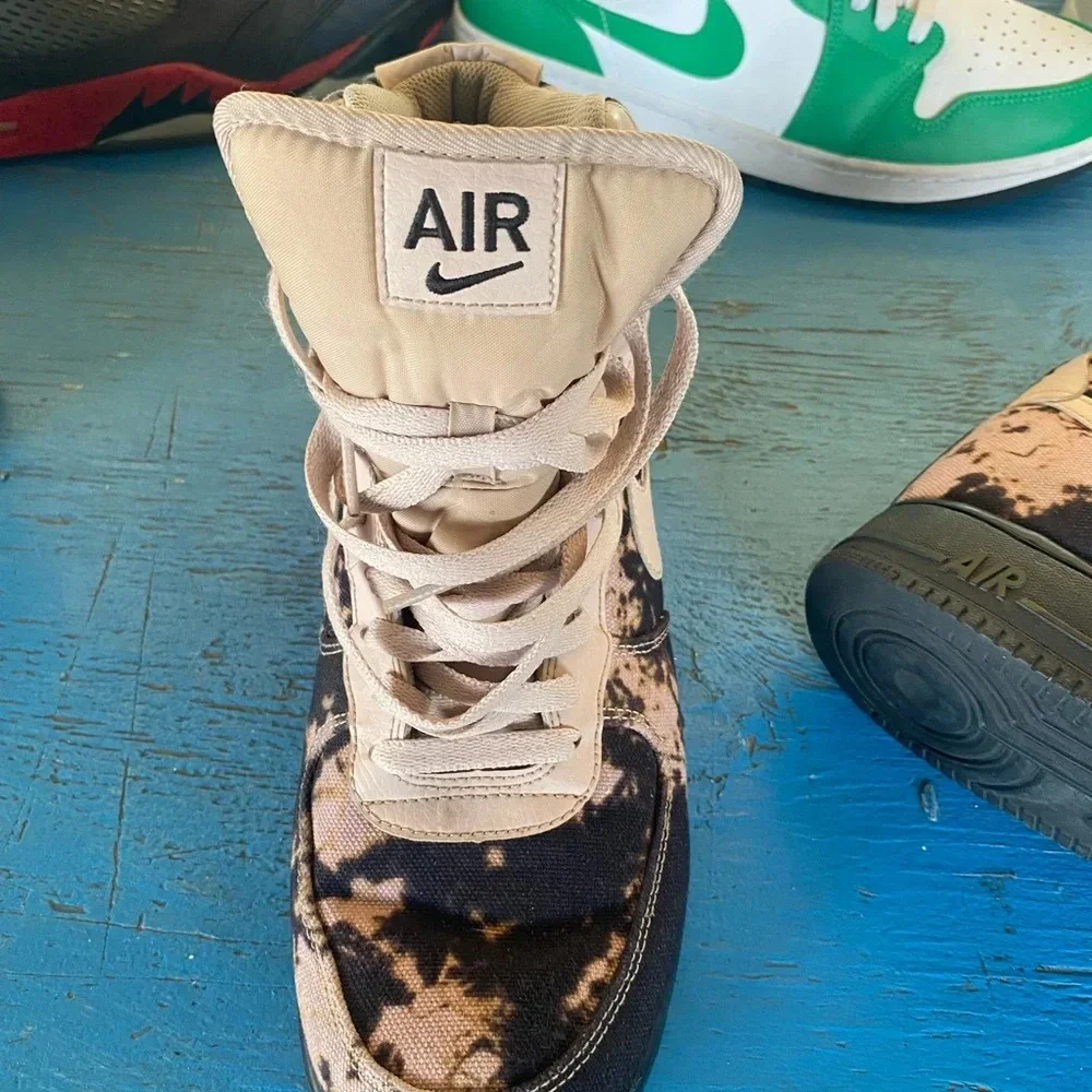 Nike Black and Pink Tie-Dye High Tops Air Force 1
